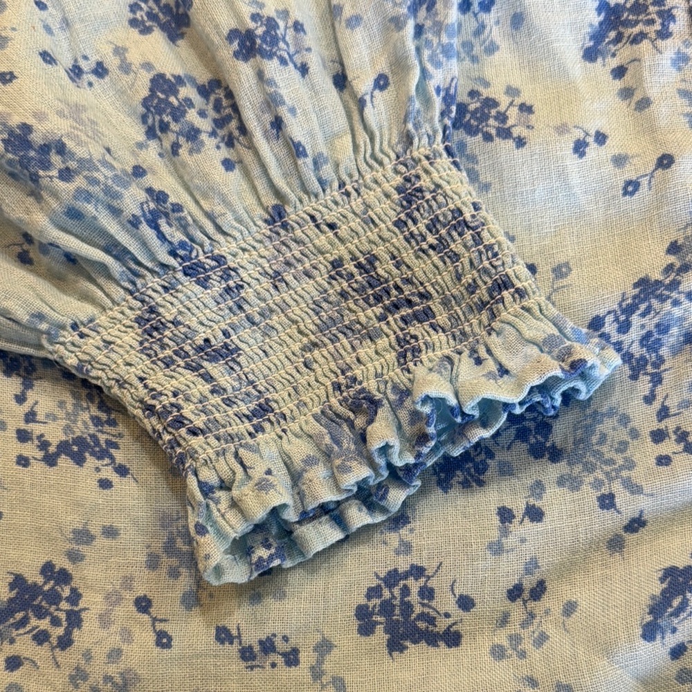 RAILS • Mariah Linen Blend Blue Floral Blouse • Size Large - Picture 5 of 11